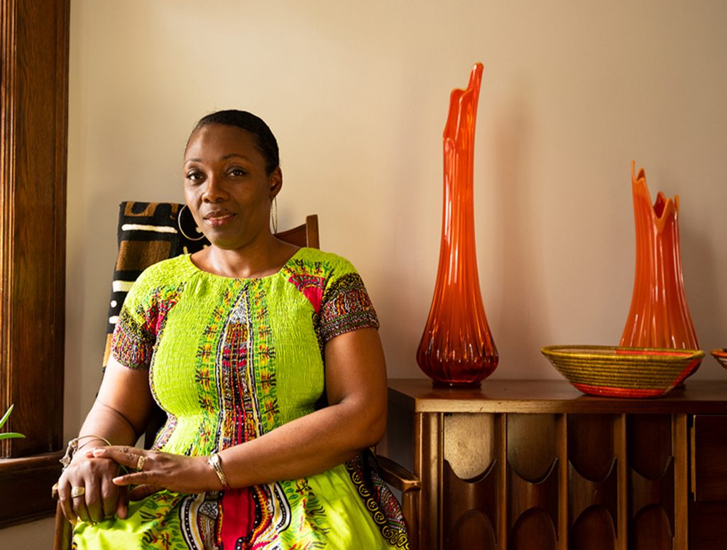 Portrait of Stacey Salimah-Bell at home